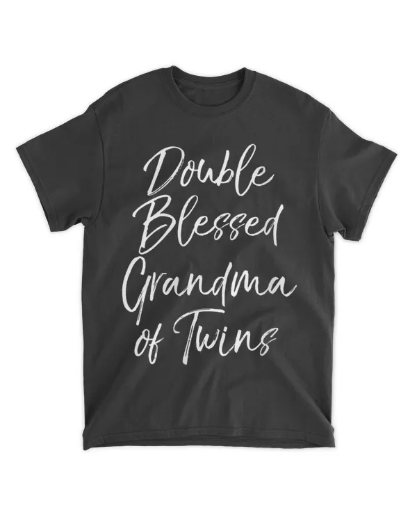 Womens Christian Grandmother Quote Double Blessed Grandma of Twins T-Shirt - Mothers Day Shirts For Grandma