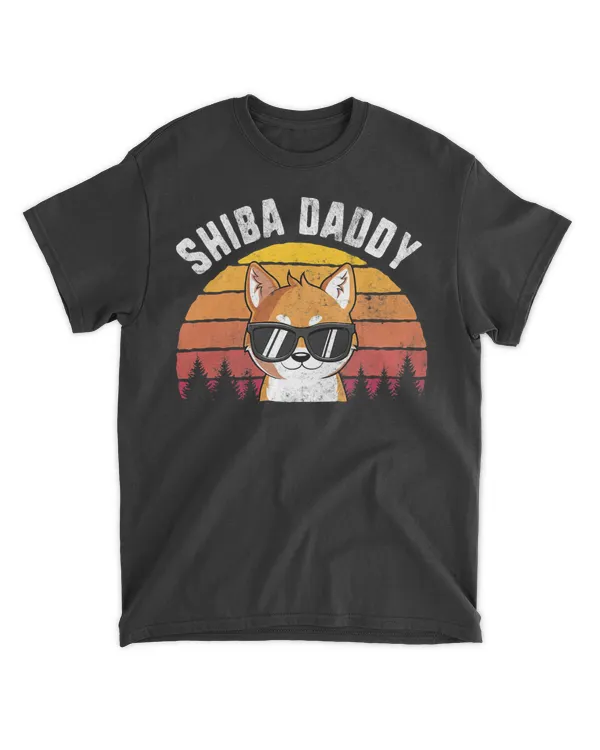 Retro Vintage Shiba Inu Daddy Dogs Lover Fathers Day Gift T-Shirt