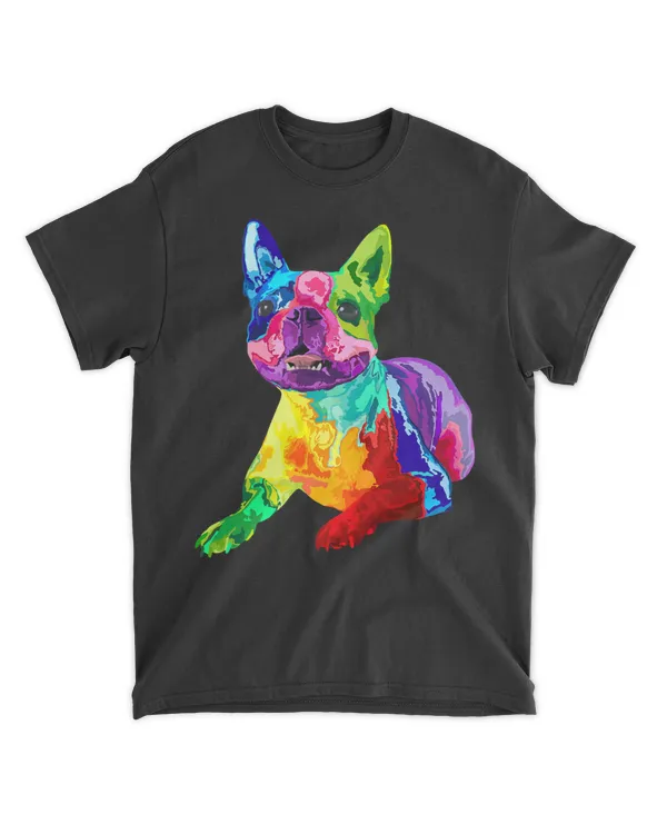 Dog Lover Gifts Boston Terrier Dog Colorful Boston Terrier T-Shirt (1)