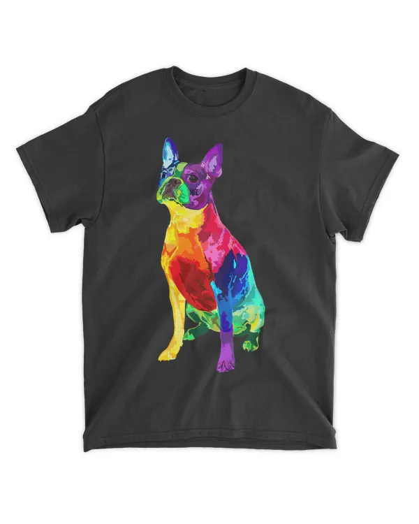 Dog Lover Gifts Boston Terrier Dog Colorful Boston Terrier T-Shirt