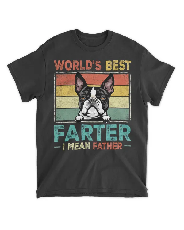 Retro Best Dad Ever Cool Boston Terrier Dog Pet Lover T-Shirt