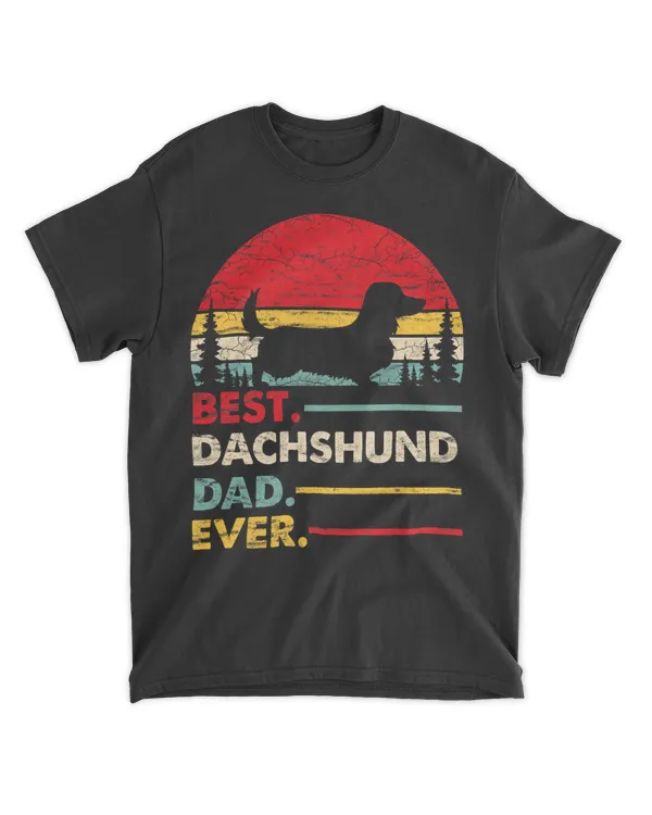 Dachshund Long Haired Best Dad Ever Dog Vintage Retro T-Shirt