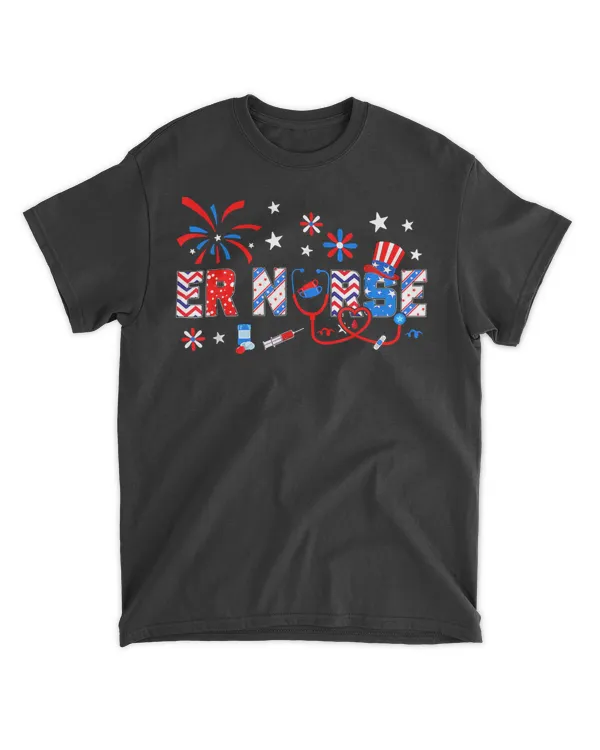 4th Of July Nursing For Women Stethoscope Patriotic ER Nurse T-Shirt