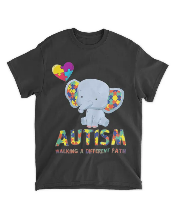 Autism Elephant Walking A Different Path T Shirt For Kids