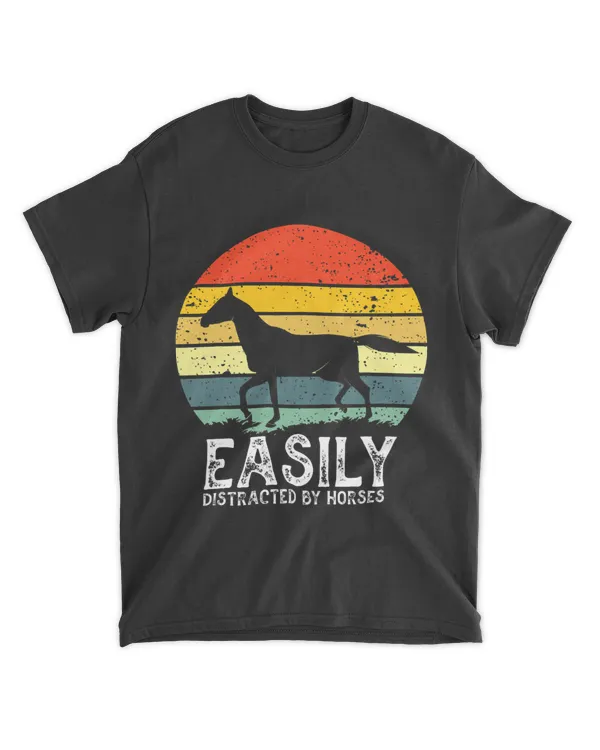 Easily Distracted By Horses Funny Horse Riding Women Farm