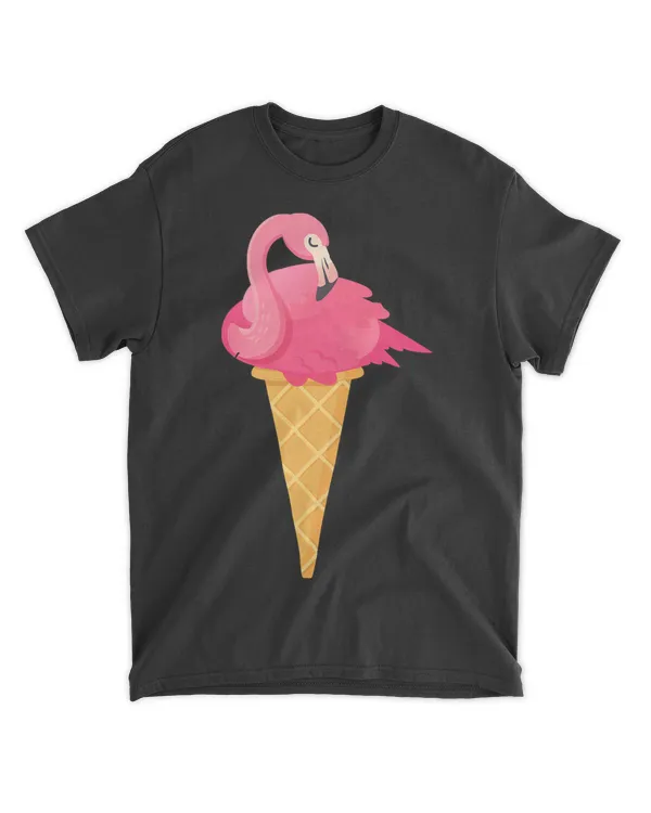 Flamingo Ice Cream Cone Trendy Tropical Summer Vacation