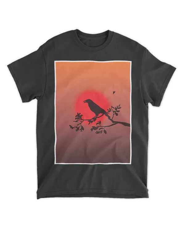 Black Crow Sunset Landscape Raven Black Crow Bird Gift