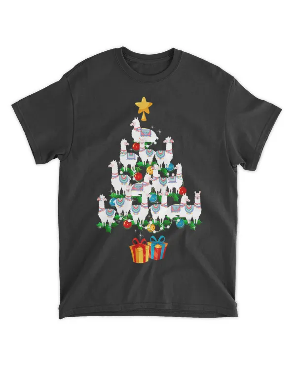 Cute Llama Christmas Tree Funny Animals Llamas Lover Xmas