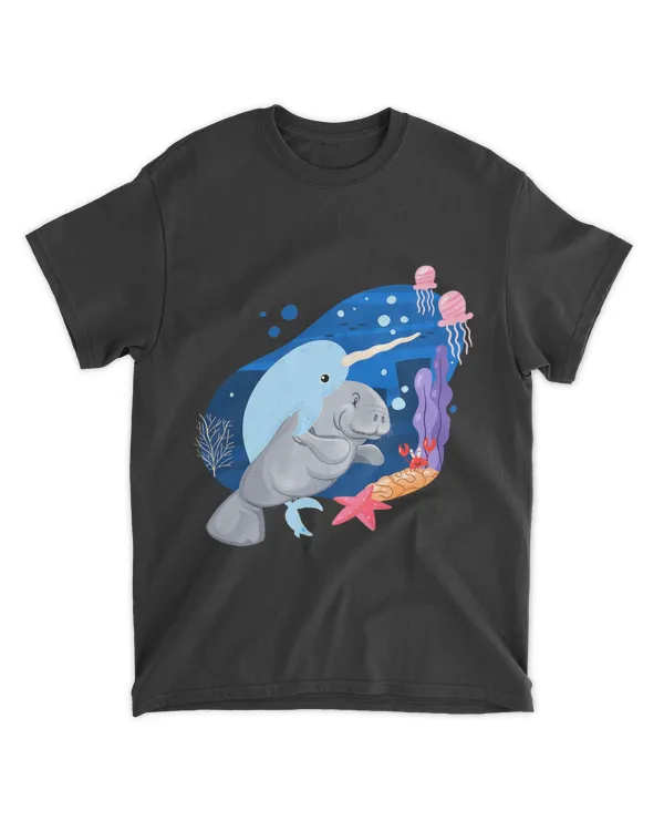 Cute Narwhal and Manatee 2Unicorn and Mermaid of the Sea