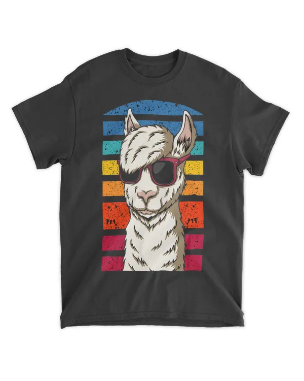 Retro Llama with Sunglasses 2Alpaca Funny Cool Graphic Tee