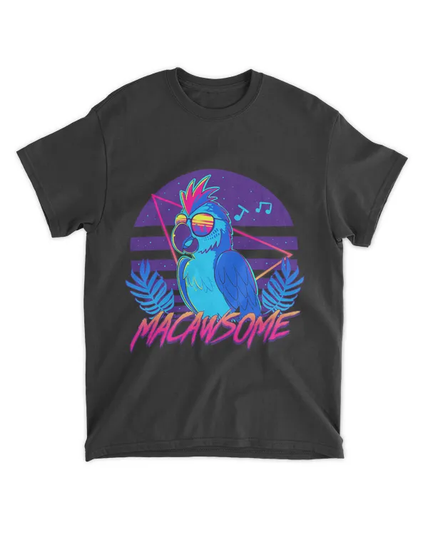 Macawsome Retrowave 80s Macaw Parrot