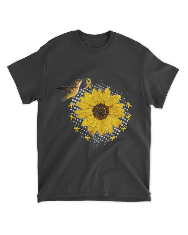 Mens Hopeful Hummingbird Yellow Ribbon Bone Cancer Support