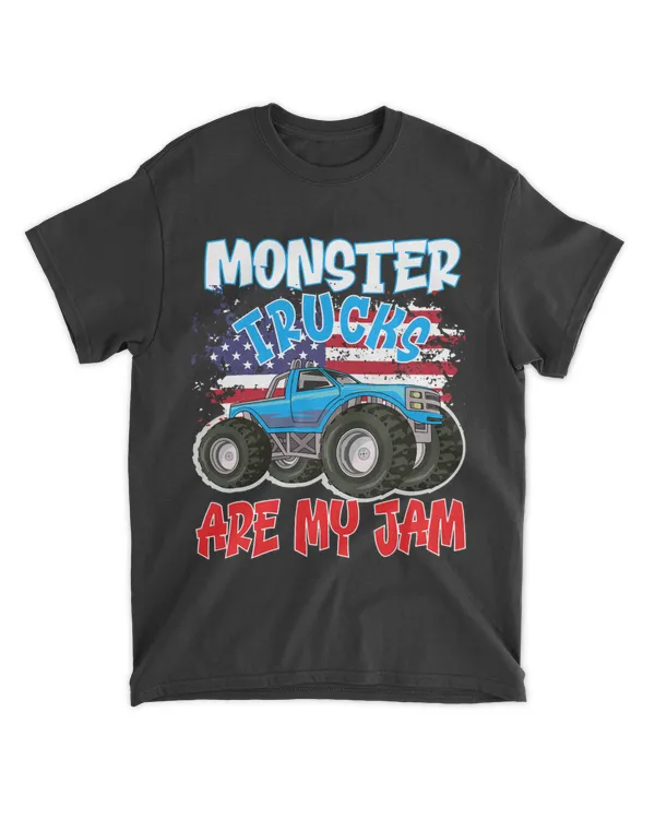 Monster Trucks Are My Jam American Flag Racing Usa Retro