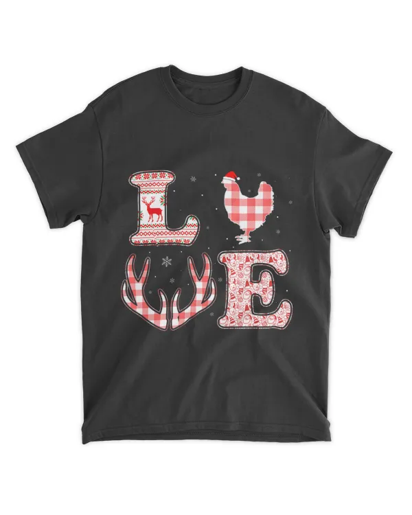 Funny Chicken Lovers Xmas Red Plaid Reindeer Ugly Christmas