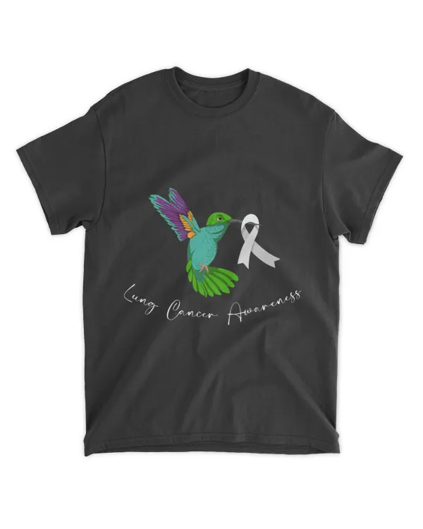 Pretty Hummingbird White Ribbon Lung Cancer Awareness