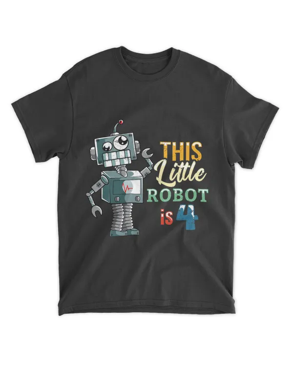 4th Birthday Cute Robot Robotics Boy 4 Year OId Bday Science