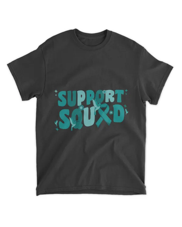 Support Squad Ovarian Cancer Awareness Teal Hummingbird Mom