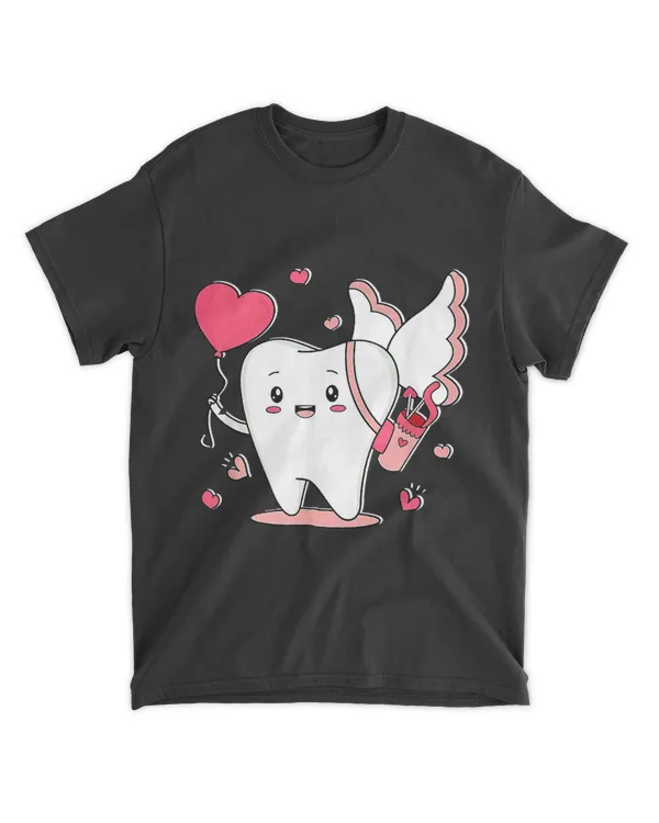 Tooth Holding a Pink Heart Cute Dentist Valentine Dental