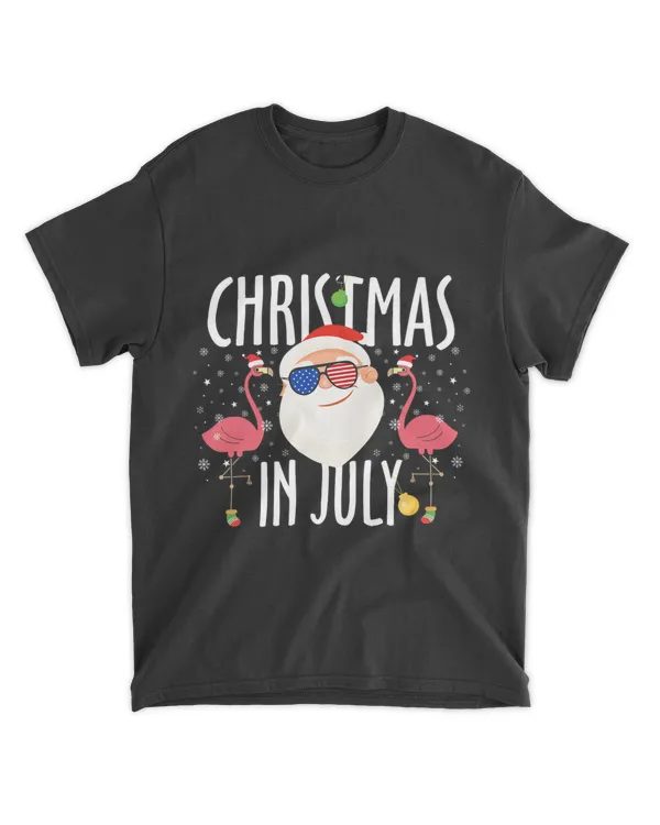 Christmas In July for Santa Men Women Pink Flamingo Summer