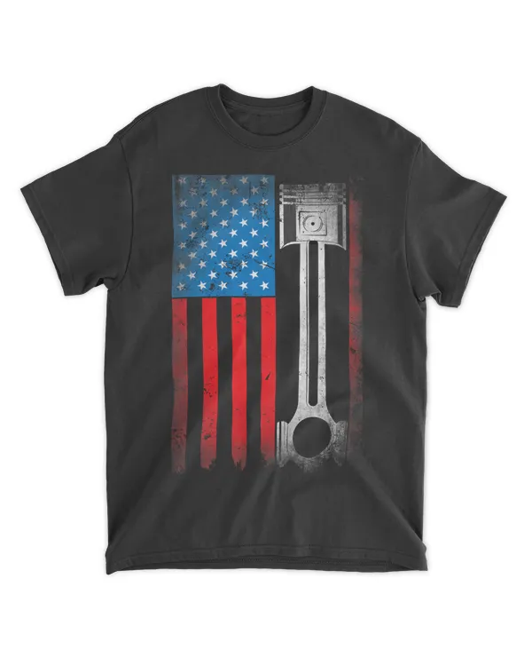 Horsepower Vintage Auto USA US American Flag Piston Racing