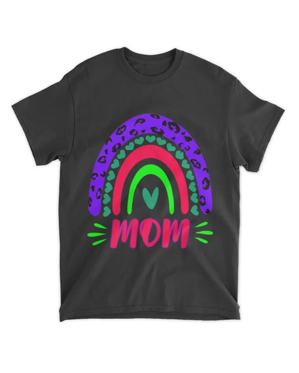 Mom Life Leopard Rainbow Cheetah Print Mommy Graphic