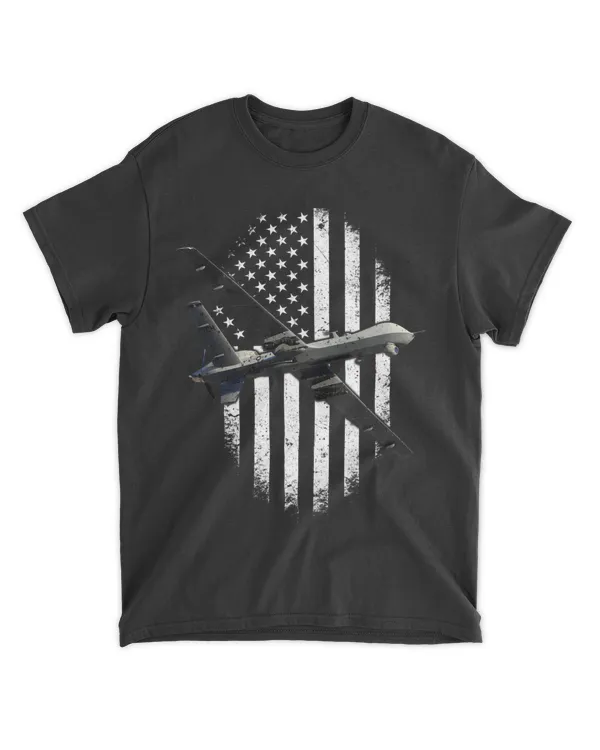 MQ1C Gray Eagle Military Aircraft American Flag