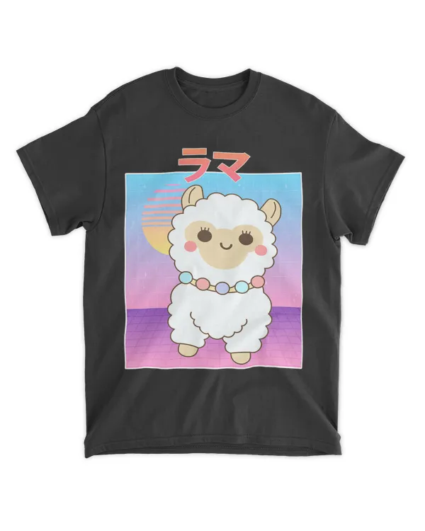 Funny Llama Retro 90s Japanese Kawaii Llama Cartoon Style
