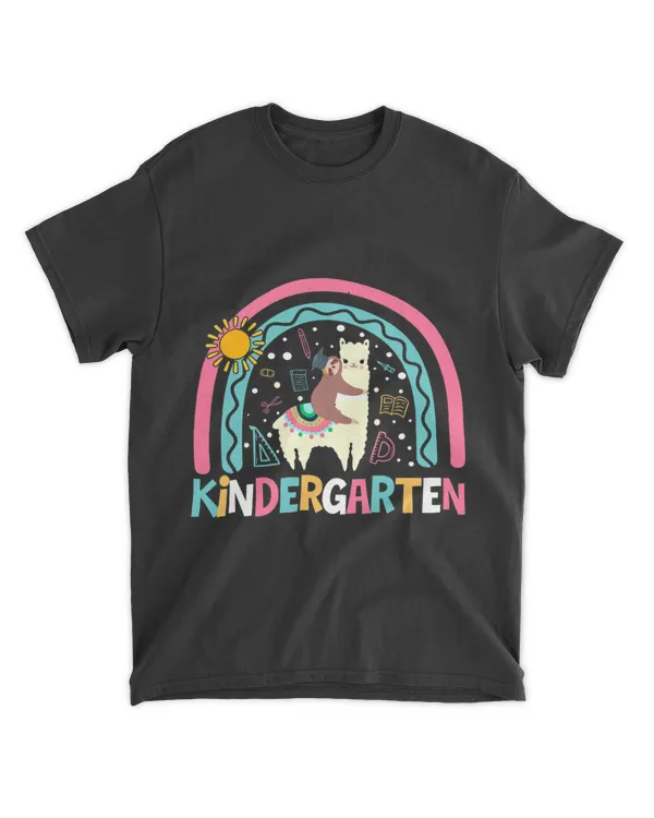 Funny Llama Sloth Kindergarten Hello 1st Day Of School