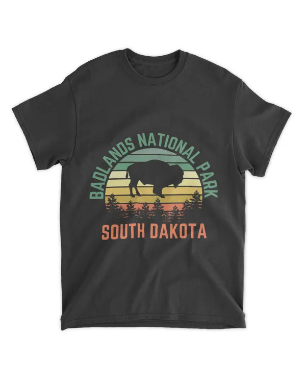 Badlands National Park South Dakota Buffalo Retro Sunset 21