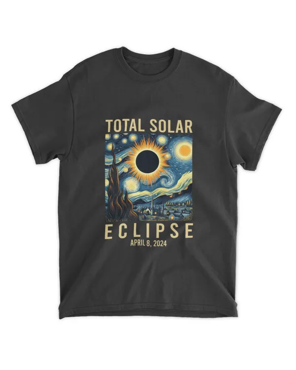 Van Gogh Starry Night Total Solar Eclipse April 8 2024 T-Shirt