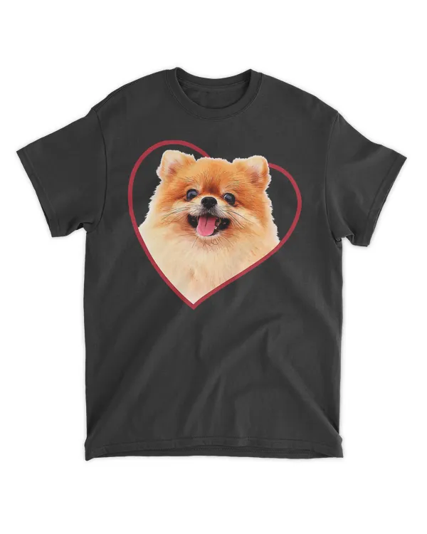 Pomeranian Portrait Heart Design T-Shirt