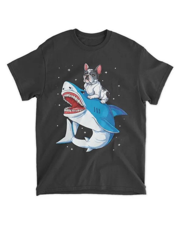 French Bulldong Riding Shark
