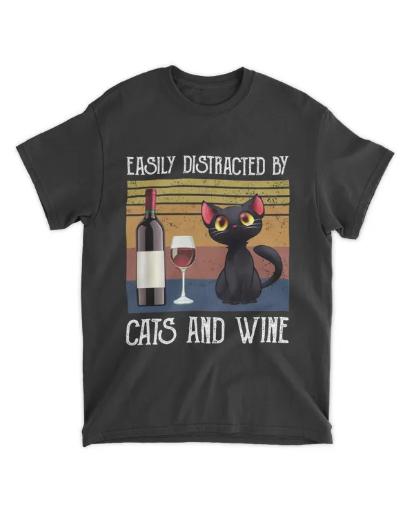 ETT262a Easily Distracted By Cats And Wine