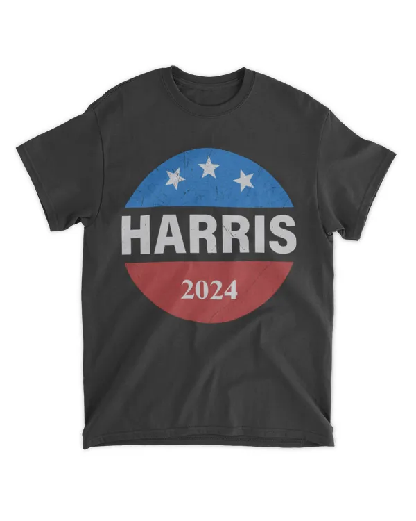 Vote Kamala Harris for President 2024 Button USA Flag Long Sleeve T-Shirt
