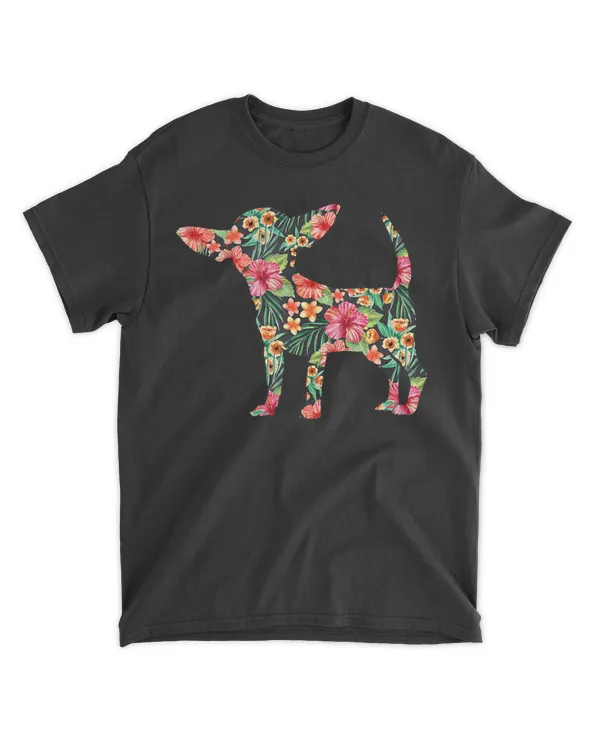 Chihuahua Flower Funny Dog Silhouette Floral Gifts Tank Top