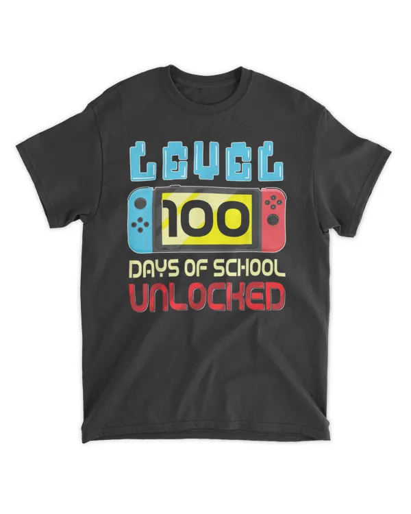 Level 100 Days Of School Unlocked Gamer Video Games Boys T-Shirt