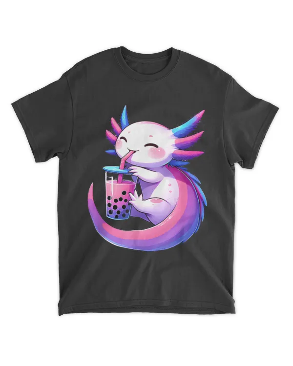 Kawaii Axolotl Bisexual Bubble Tea LGBT Subtle Pride Month Shirt