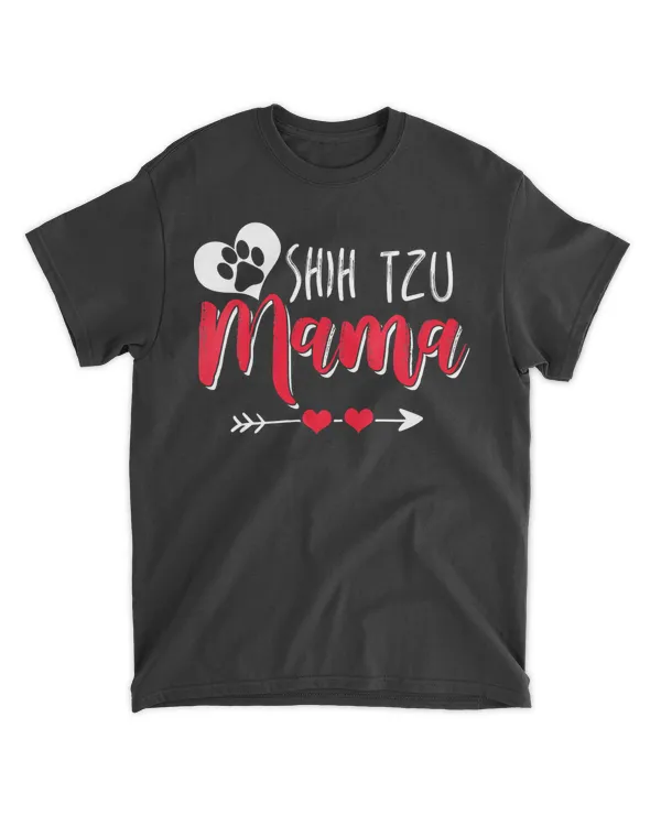 Womens Shih Tzu Mama Shirt Gift For Shih Tzu Dog Lover V-Neck T-Shirt