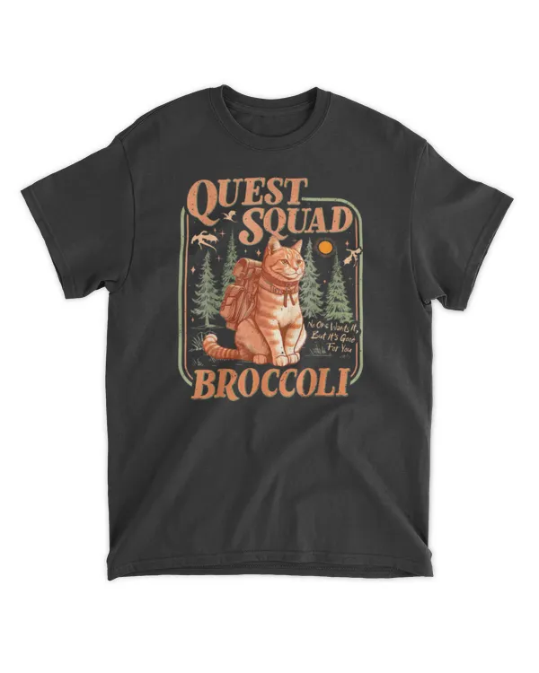 Quest Fantasy Squad Broccoli Funny Cat T-Shirt