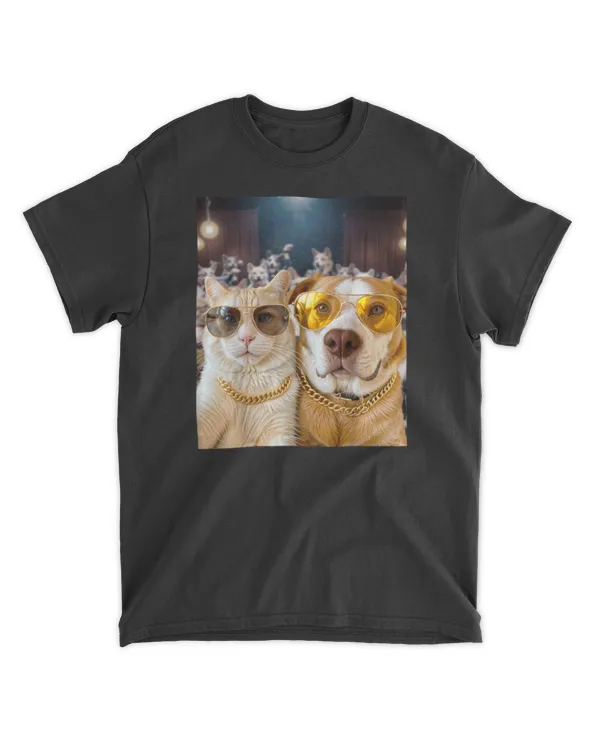 Selfie Cat Selfie Dog Party Buddies T-Shirt