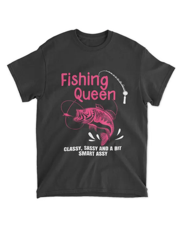 Funny Fishing Queen Design For Women Ladies Fishing Lovers T-Shirt