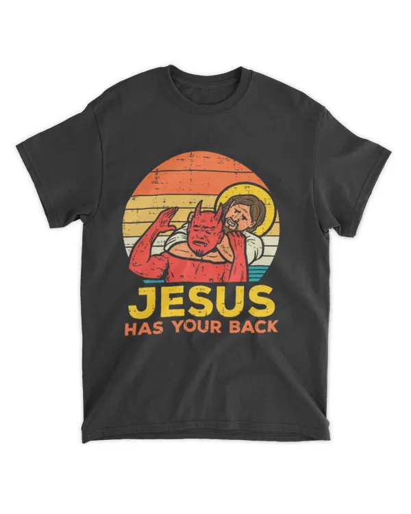 Jesus Has Your Back Jiu Jitsu Retro Christian Men Women Kids T-shirt