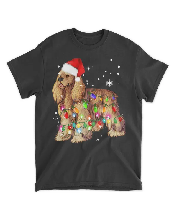Christmas Lights Cocker Spaniel Dog T-Shirt