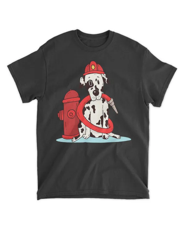 Funny Firefighter Dog Dalmatian Gift Puppy Fireman Ladies T-Shirt