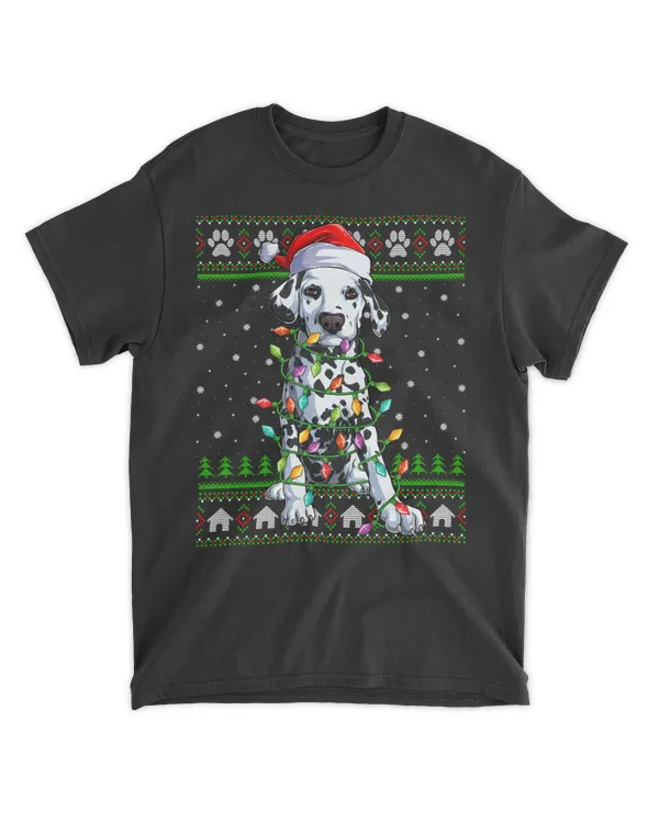 Xmas Lighting Santa Hat Ugly Dalmatian Christmas Sweatshirt