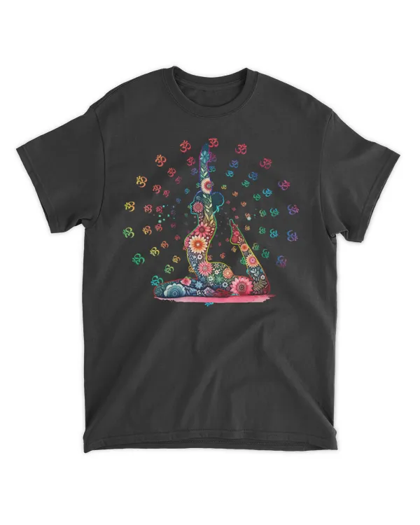 Womens Women Flower Yoga Meditation Spiritual Body Energy Chakra V-Neck T-Shirt