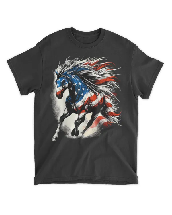 Horse American Flag USA 4th of July T-Shirt