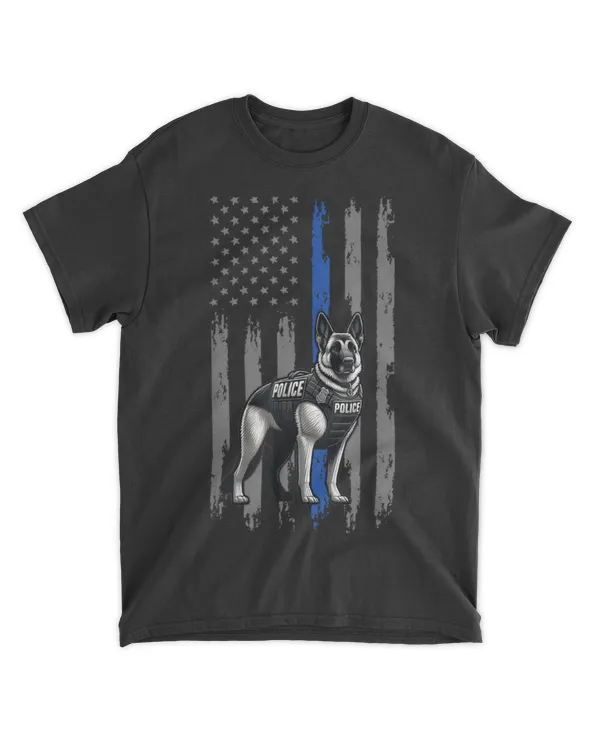 Police Flag with a Police Dog K9 T-Shirt