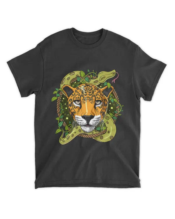 Jaguar Snake Psychedelic Forest Jungle Animals T-Shirt (1)