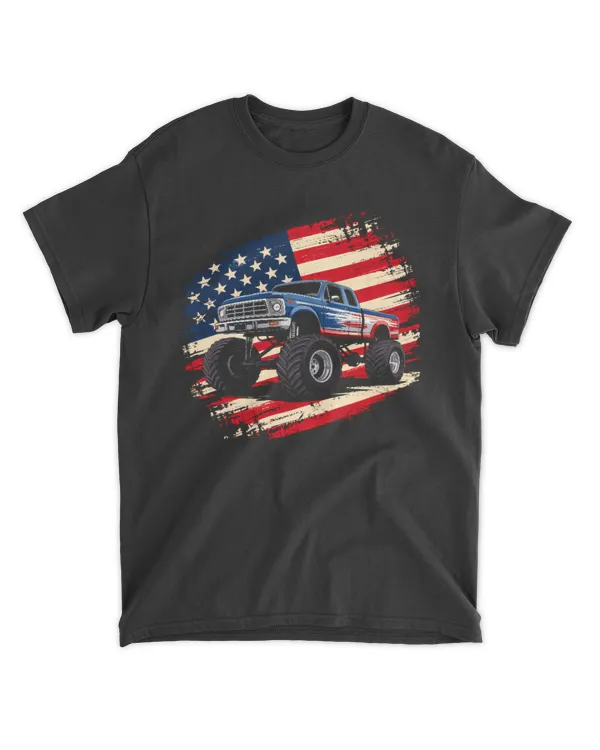 Patriotic Monster Truck Shirt – USA Flag 4th of July Off Road
